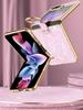 For Samsung Galaxy Z Flip 5 Case Slim Glittering PU Leather Foldable Folio Ring Stand Phone Cover Case Samsung Z Flip 3 4 5 6