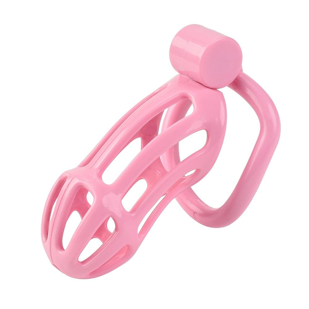 Pink Male Penis Cage with 5 Cock Rings Set Long Penis Bondage Bird Chastity Cage Belt Cock Ring Slave Restraint Man Sex Toy