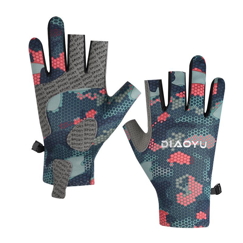 Spring & Summer Breathable Sun Protection Fishing Gloves - Anti-slip, Three-Fingerless, Thin Ice Silk, Wear-resistant Outdoor Angling Gloves