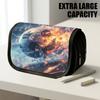 1pc Double Layer Flip Pencil Case, Exploding Soccer Ball Design, Large Capacity, Portable Polyester Pen Storage Bag with Zipper Closure, Ideal for Sch