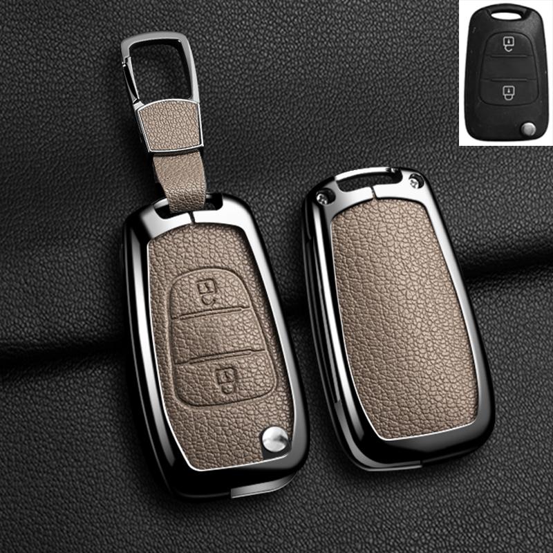 Interior Mouldings 2/3button Car Alloy Leather Key Case Cover For Kia K2 K5 Rio 3 Picanto Ceed Cerato Sportage For Hyundai i20 i