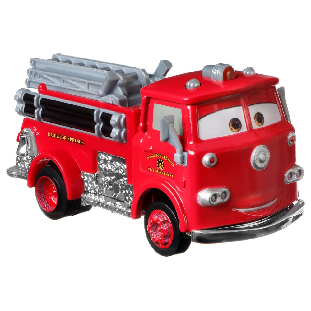 Disney Cars 2023 Mattel Scale Diecast 2 Pack Red Fire Truck and Stanley Monument 155