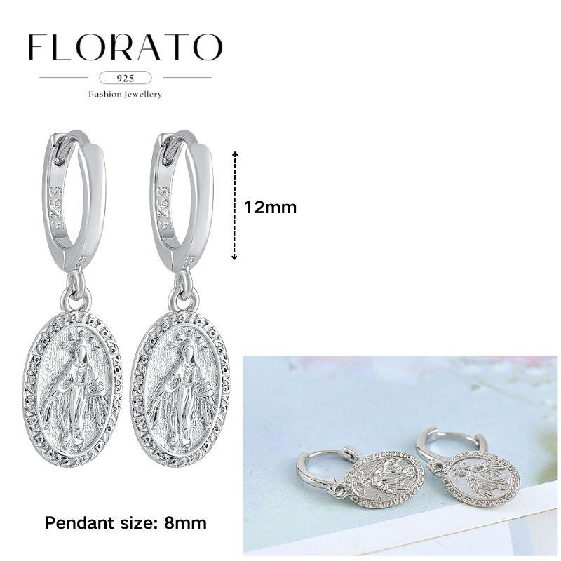 Evil Eye 925 Silver Ear Needle Exquisite Shell Zircon Retro Geometric Pendant Earrings for Women Fashion Party Jewelry
