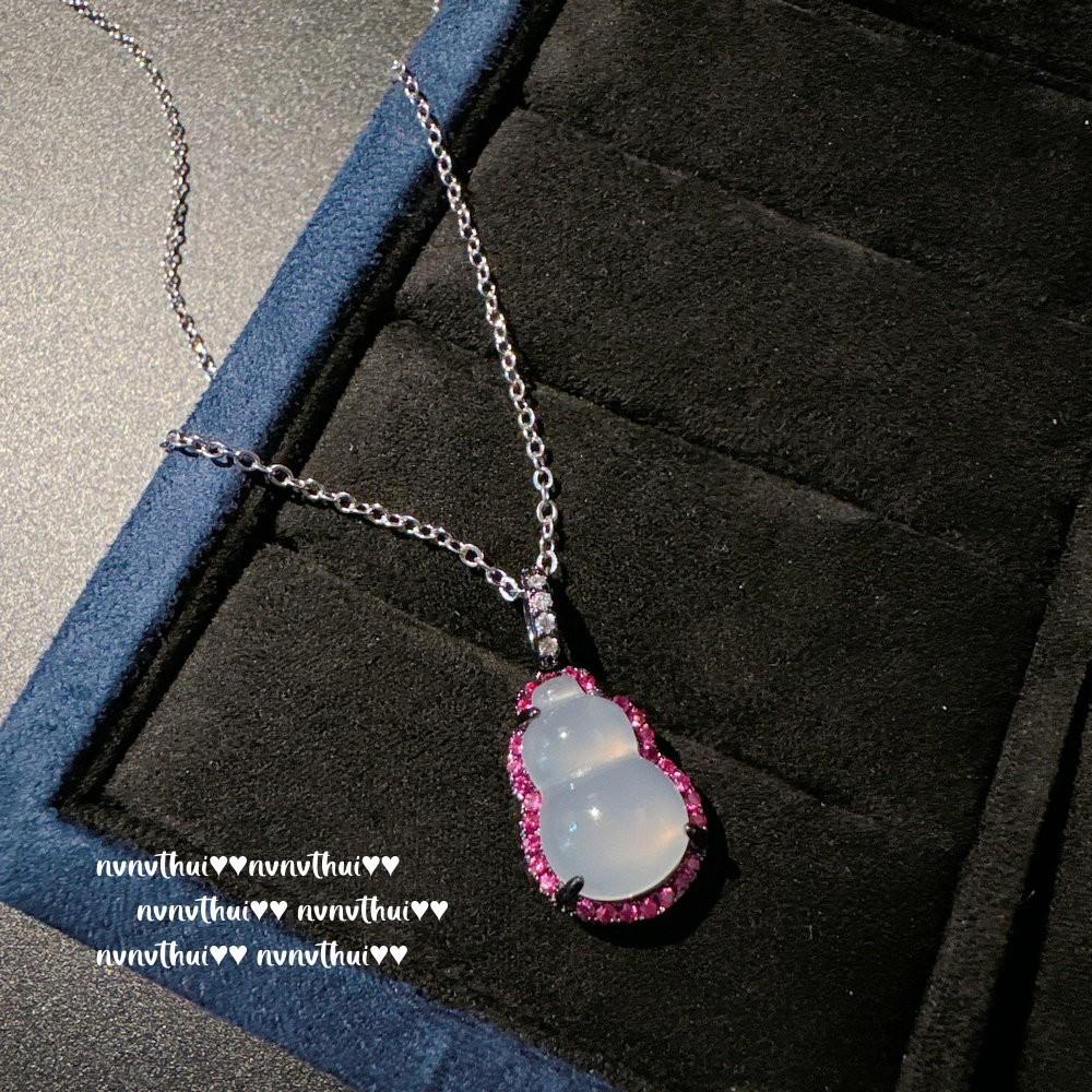 Lychee Frozen White Chalcedony Gourd Spinel Gemstone Necklace, Water Spirit, Concubine Smile Chalcedony Fulu Zircon Earrings