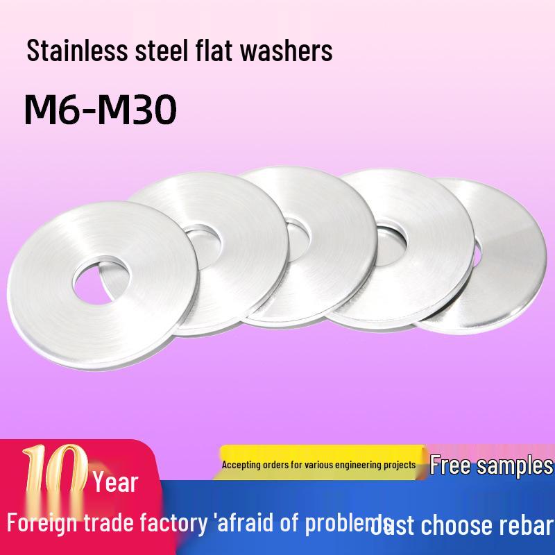 304 Stainless Steel Flat Washer, Metal Washer M6-M14, GB97 M6