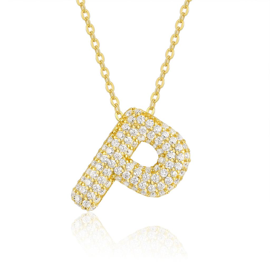 Letter Pendant Necklace 925 Silver Plated 18K Gold Collarbone Chain Fashionable Versatile Moissanite Chain