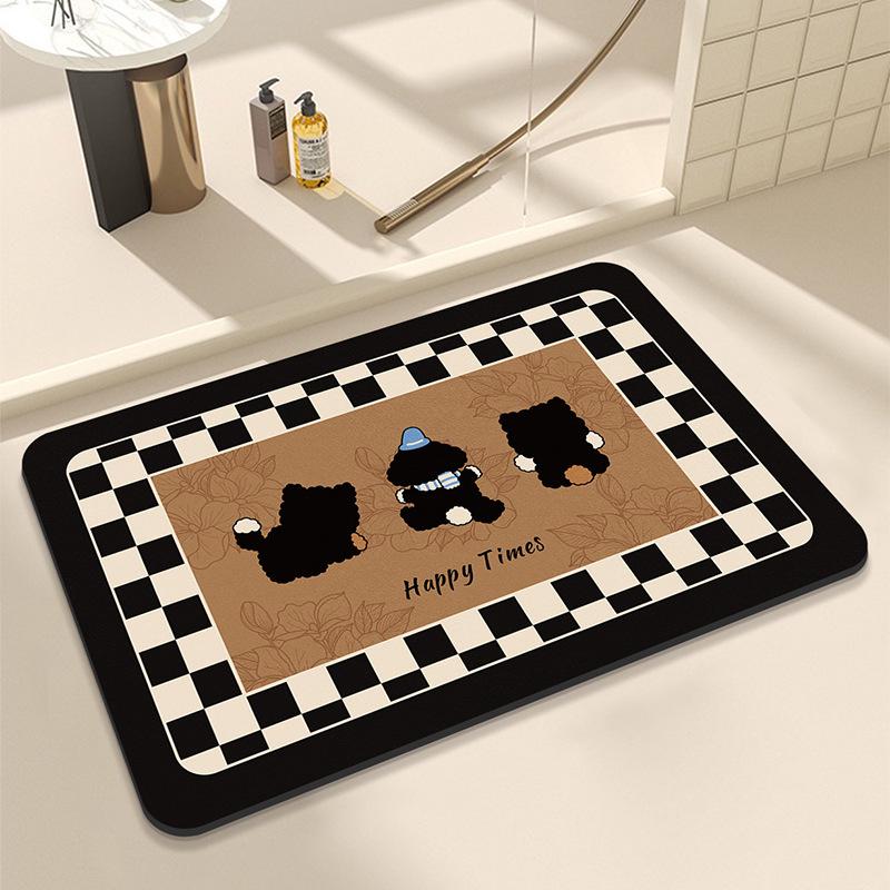 Cartoon Cute Pet Diatom Mud Bathroom Mat - Non-Slip, Water-Absorbent Floor Mat 40x60cm