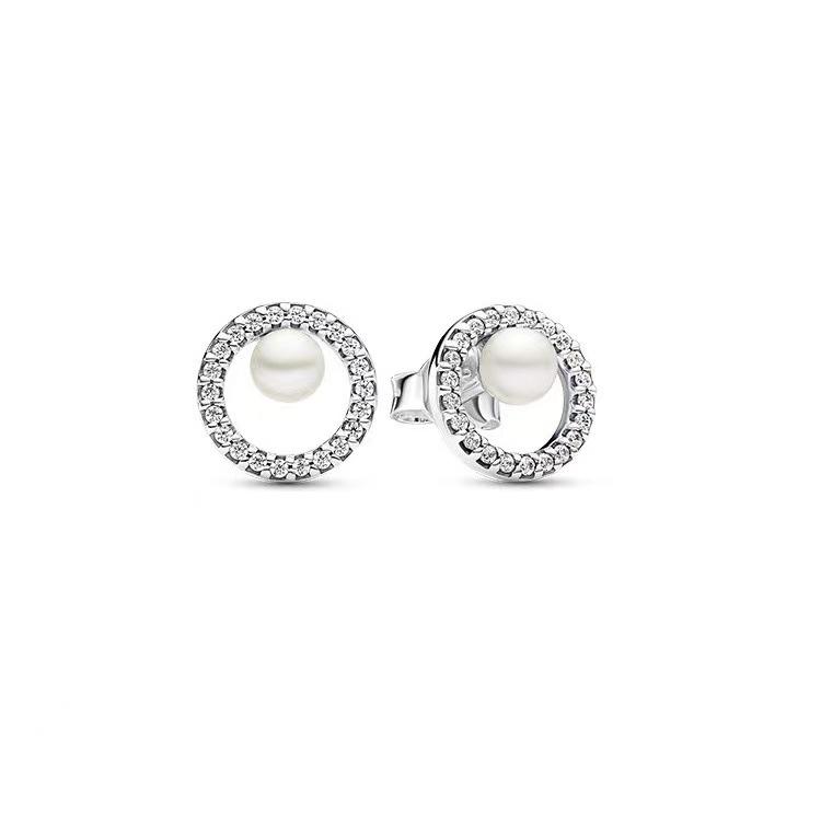 Sparkling Pearl Heart Hoop Earrings 925 Silver Bat Ghost Halloween Earrings Luxury Women Fine Jewelry Gift