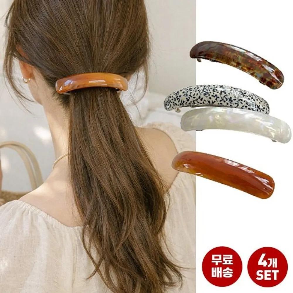 Envy Mother-of-Pearl Mix Hairpin 4-Piece Set Daily Marble Snap Clip Women s Half-Up Hair Guest Look 4-Piece Set 4pcs