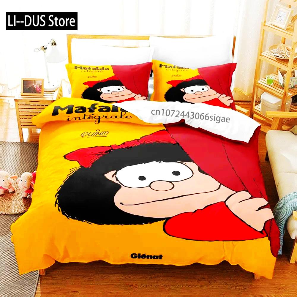 Mafalda Boys Bedroom Bedding Single Twin Full Queen King Size Aldult Duvetcover 3D Anime Bed Sheet Set 2024 Quilt Cover Pillowca