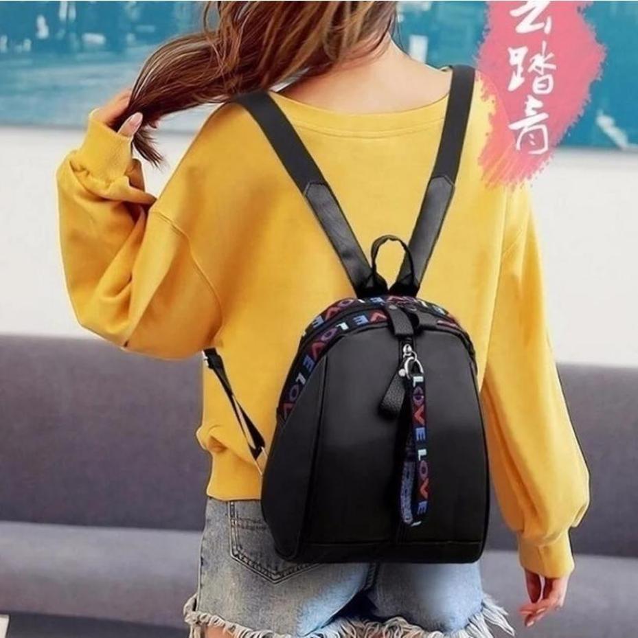 1 Pcs Double Back School Bag Ladies Backpack Fashion All-match Oxford Cloth Backpack Color Webbing Solid Color