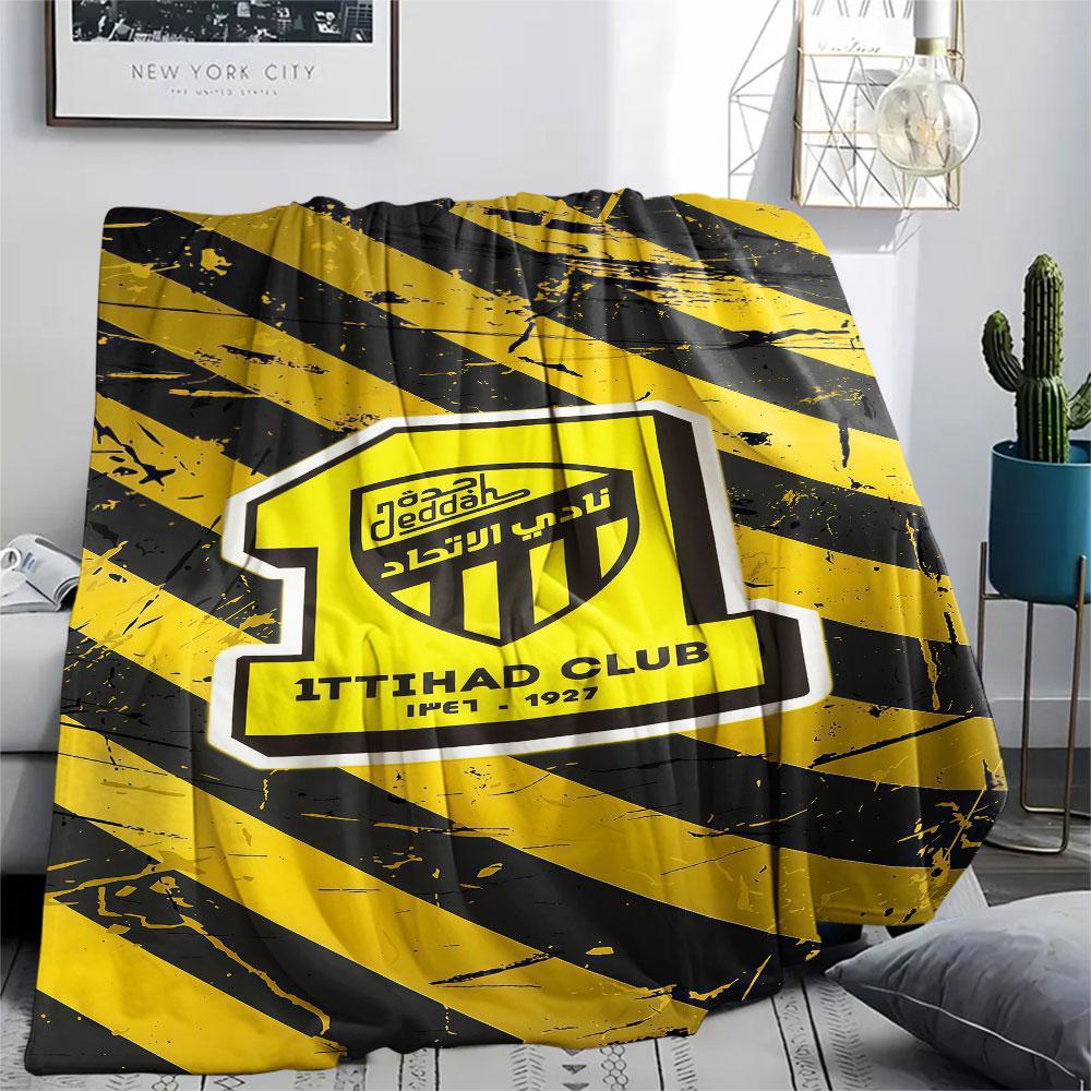 1PC Al-Ittihad FC Patterned Flannel Blanket Suitable For All Seasons for Home Decor Warmth and Comfort Gifts Holiday Present