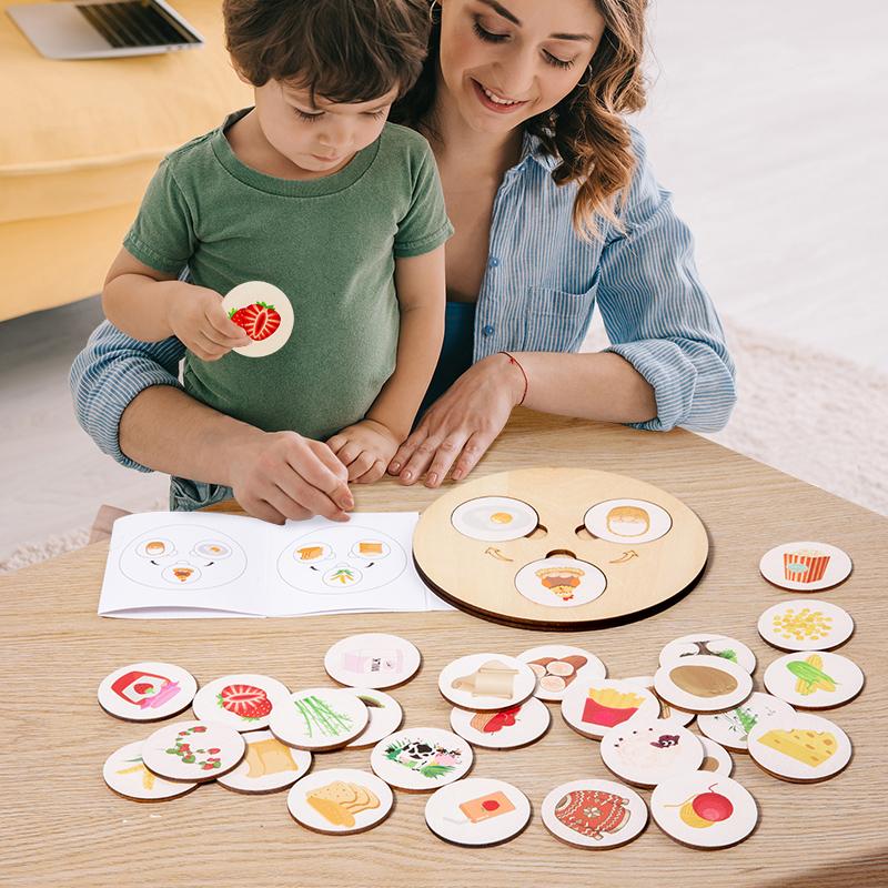 Children Montessori Toys Food Decomposition Board Game Kid Puzzle Animal Plant Cognitive Logical Thinking Training Education Toy