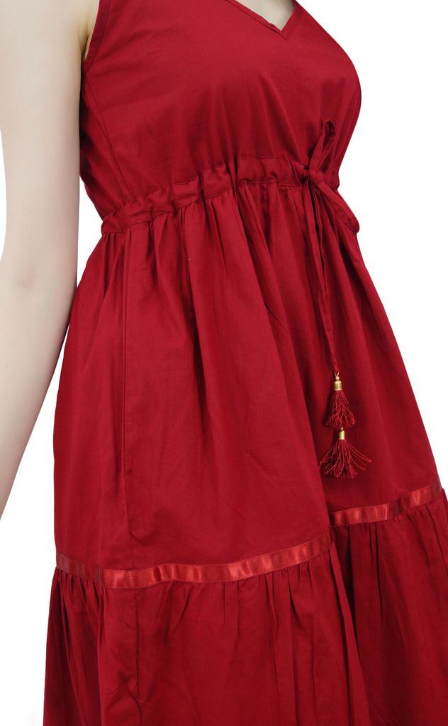 Bimba Women's Sundress Long Maxi Drawstring Waist Spaghetti Strap Dresses