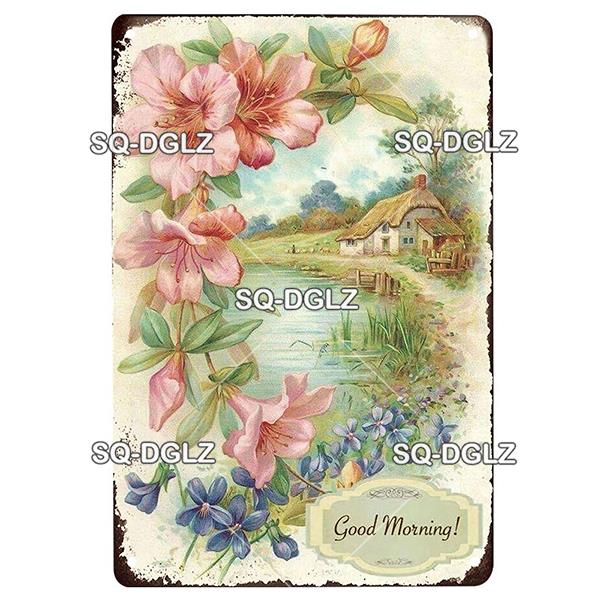 Blume Vintage Zinn Zeichen Wohnkultur Retro Metall Zeichen Shabby Chic Wand Dekor Für Küche Wohnzimmer Esszimmer Metall Platte
