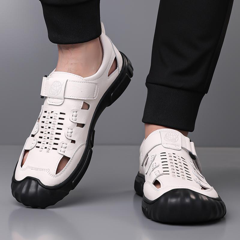 Fashion New Summer Flats Non-slip Man Sandals New Design Men's Beach Loafers Handmade Leather Sandals Fashion Men Suitable Roma Shoes