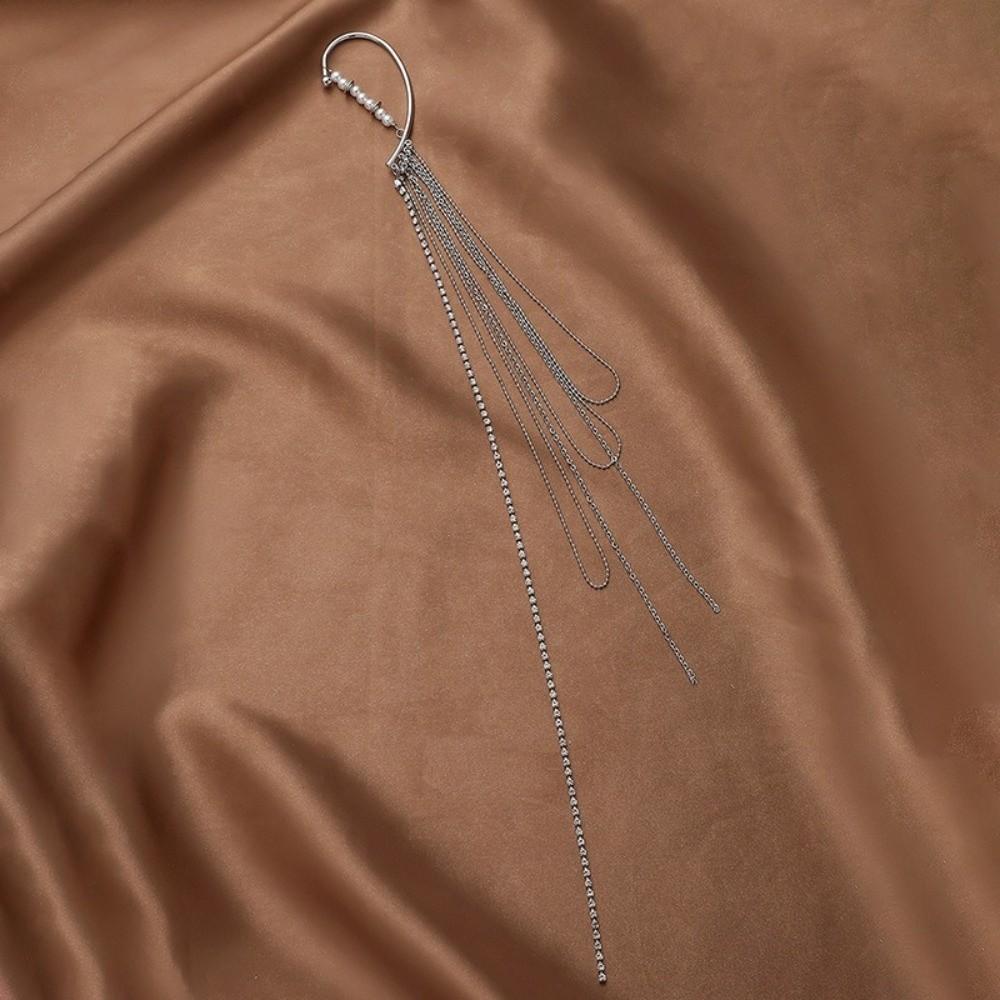 Exaggerated Long Fringed Ear Clips Tassel Fake Cartilage Earrings Evening Gala