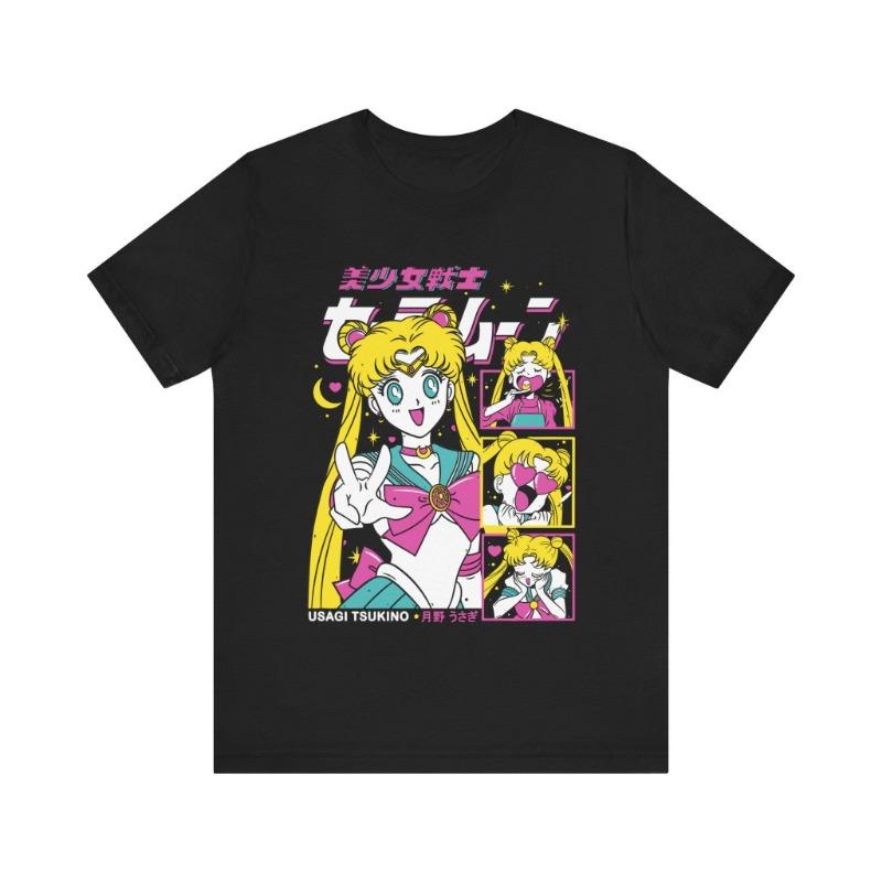 Sailor Moon Retro Jaren 90 Anime Grafisch T-shirt Zomer Katoen Heren Dames Tee Streetwear Casual Trend Korte Mouw Koppel Hip Hop Top