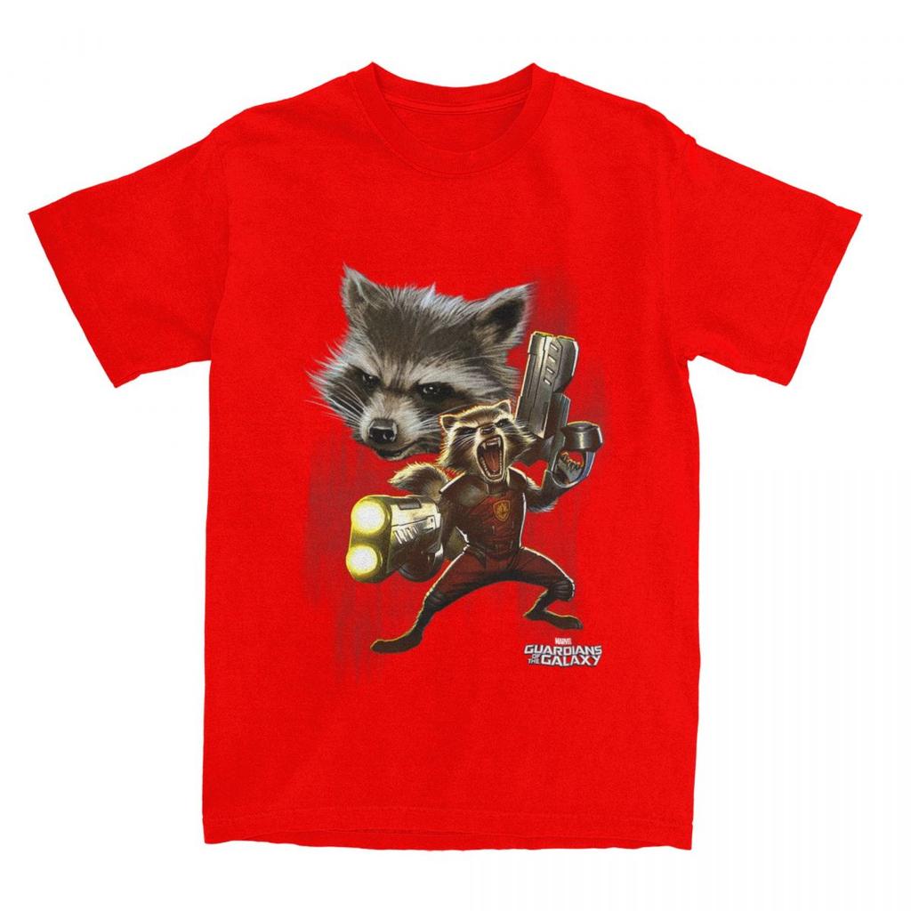 Miniso Twisted Rocket Racoon Raccoon TShirt Men Cotton Guardians Of The Galaxy Racoon Cotton Tee Shirt New Arrival Clothes