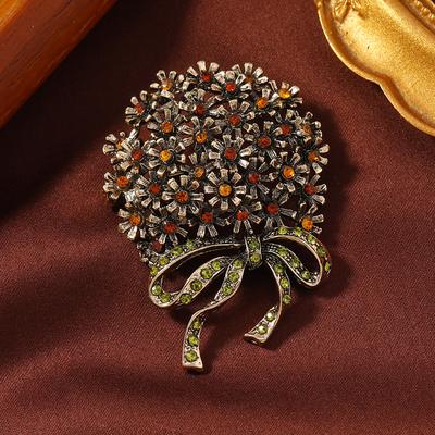 Lyxig Utsökt Kristall Bukett Brosch Märken För Kvinnor Män Blomma Strass Glänsande Boutique Nål Elegant Rock Kostym Brosch Nål