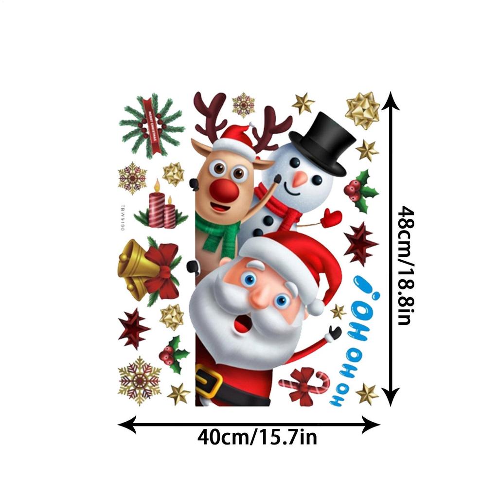 Christmas Window Stickers Santa Claus Reindeer Snowman Stickers Clings Decoration for Glass Christmas Decals Decorations