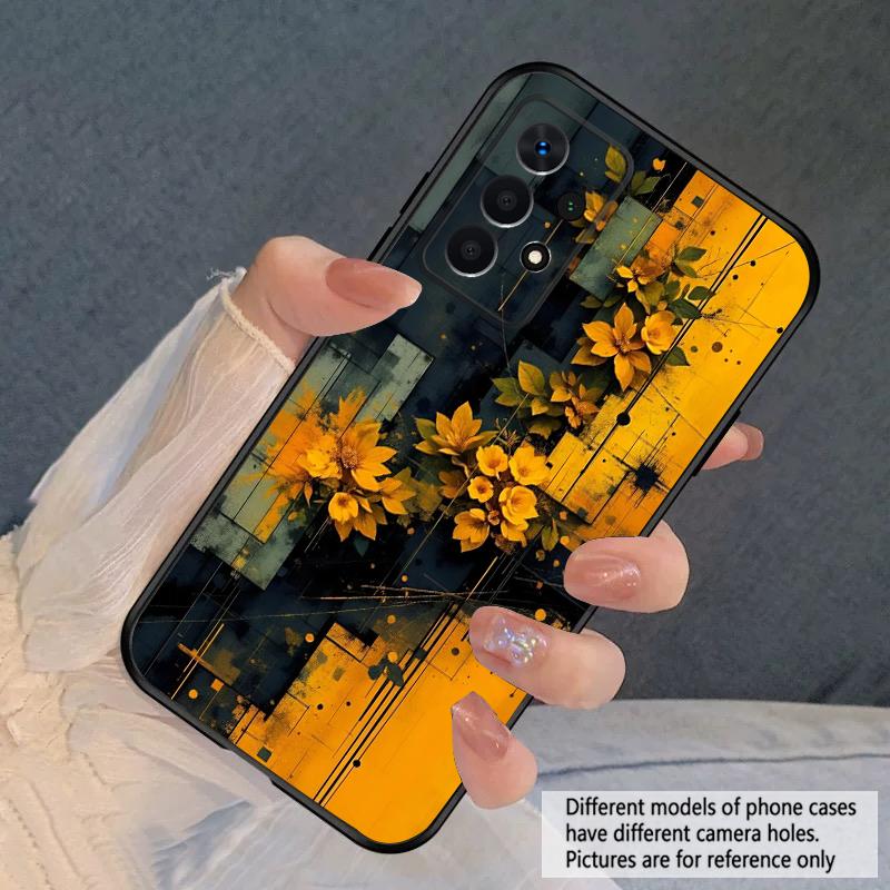 Black Leaf Image For Samsung A03 Core A 04 05 06 12 14 15 16 22 23 Galaxy A25 26 4G 34 35 52 53 56 71 73 90 5G Soft Phone Case