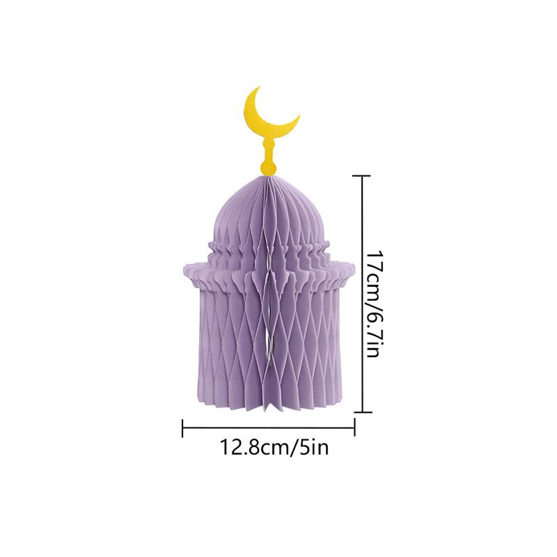 1/3/5Pcs 3D Honeycomb Ornaments For Ramadan Home Desktop Decor Eid Al Fitr Paper Arteid Mubarak Islamic Party Decor