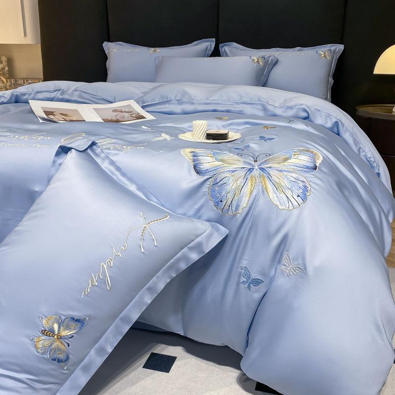 

Високоякісна простирадло з жаккардового шовку з льодового шовку з 4 предметів, сучасний стиль, літня шовкова дихаюча домашня постільна білизна Простирадло + підодіяльник + наволочка Suit&2.2m bed-4pcs