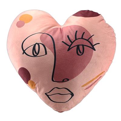 [R6769] - Pink 'Arty' Velvet Cushion (heart) - 35x35cm