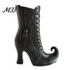 Mysterious Desktop Accent Gothic Witch Boot Vase, Halloween Table Centerpiece Black Spider Web Style Gift High Heel, Flower Holder for