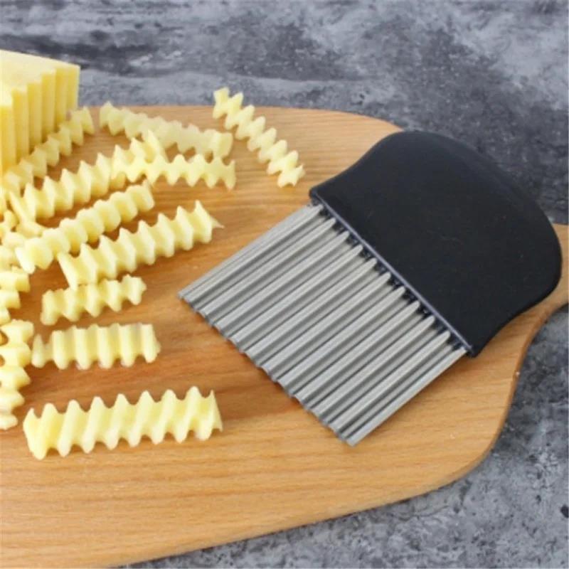Potato Chip Slicer Dough Vegetable Fruit Crinkle Wavy Kitchen Knife Cutter Chopper French Fry Maker Tools Gadget 2025 New