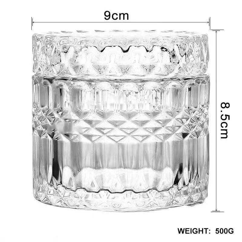 Transparent Glass Jar Yurt Food Roman Jar with Lid Handmade DIY Candle Holder Candy Storage Jars Home Decor Bottles Jars Boxes