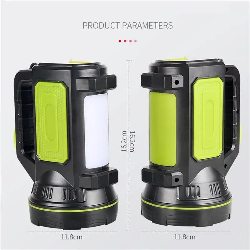 LED Strong Searchlight Flashlight Portable Hand Lamp Rechargeable 2 Lighting Modes Emergency Hiking Camping Energe Saving Torch