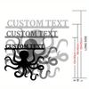 Custom Octopus Metal Door Plaque Handmade Engravable Address Numbers Retro Outdoor Wall Decor