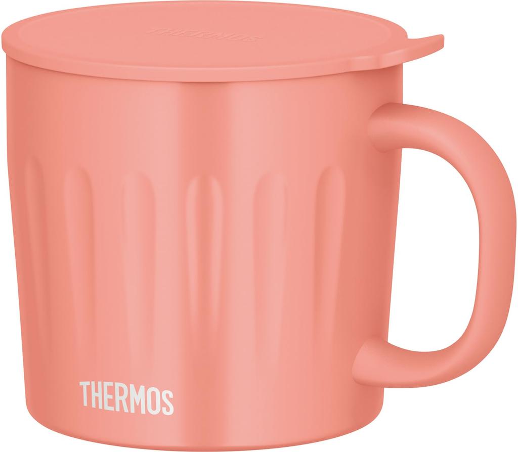 Thermos Vacuum Insulated Coral Large Dishwasher CP Mug, 450ml, Pink, Embossed, Capacity, Safe, JTA-450