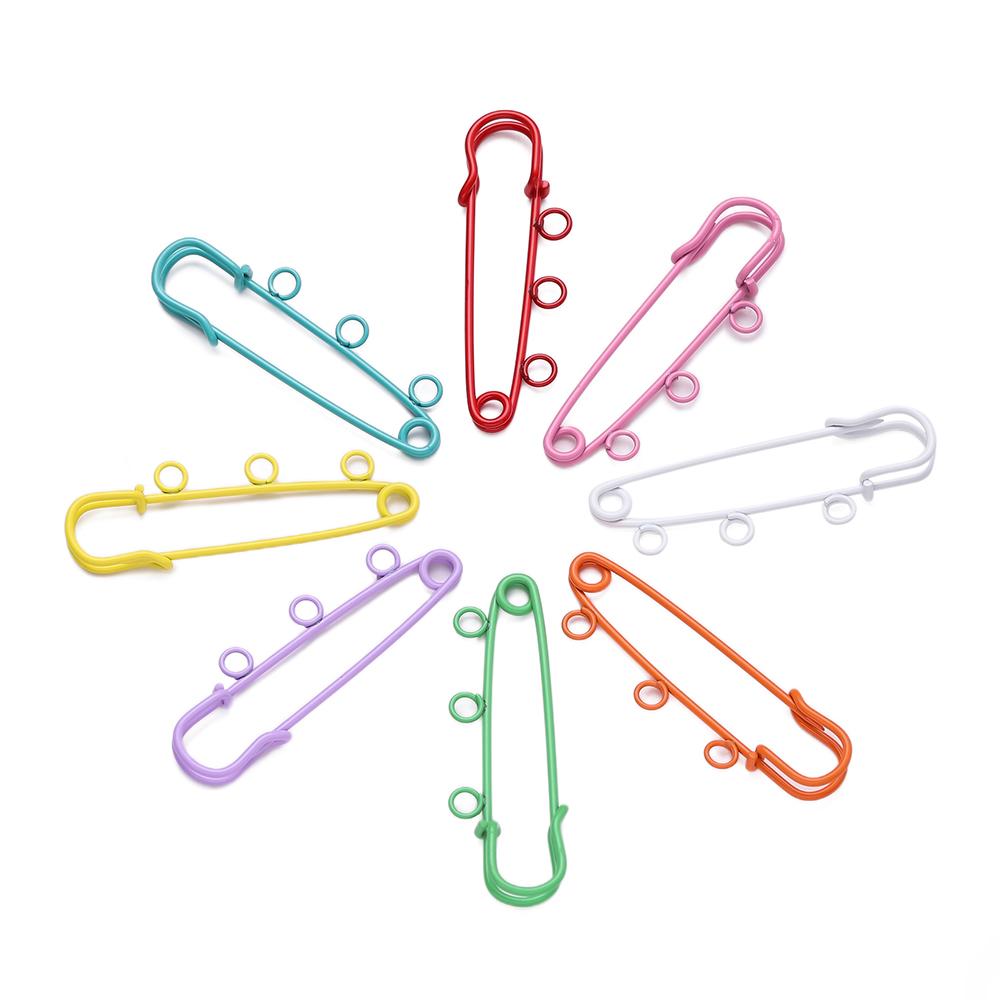 10pcs/lot Colorful Safety Pins Brooch Blank Base Brooch Pins 3/5 Rings Jewelry Pin for DIY Jewelry Making Supplies Accessorie