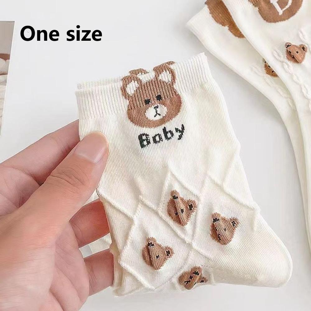 10 Pairs Breathable Short Socks Cute Bear Middle Tube Socks Comfortable Ankle Socks  Spring