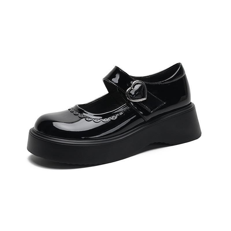 

Туфли на плоской подошве из натуральной кожи Yuexinwang для женщин Huizhou, женские туфли из той же виноградной кожи, черные, новые осенне-зимние туфли на платформе 34 чёрный