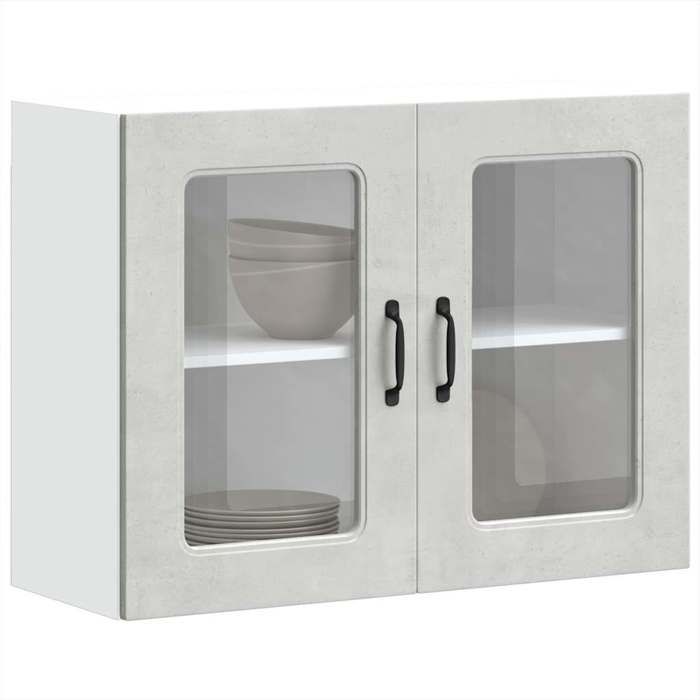 VidaXL Kitchen Wall Cabinet with Glass Door Kalmar Concrete Grey, Kitchen Wall Unit, Wall Cabinets with 853611