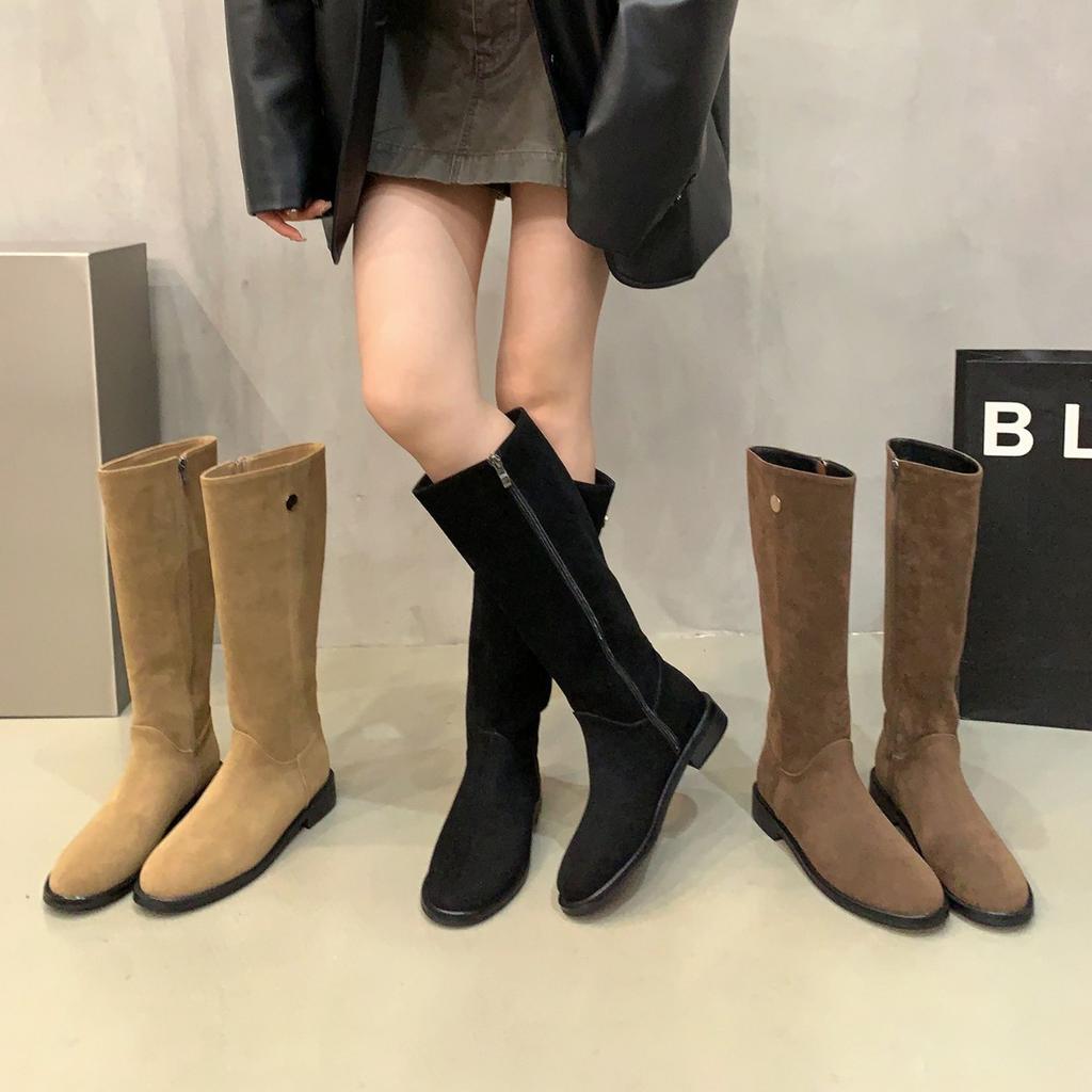 Western Cowboy Martin Stövlar Mode Smala Stövlar Damskor 2025 Nya Höst Retro Mocka Riddarstövlar Stövlar Stövlar