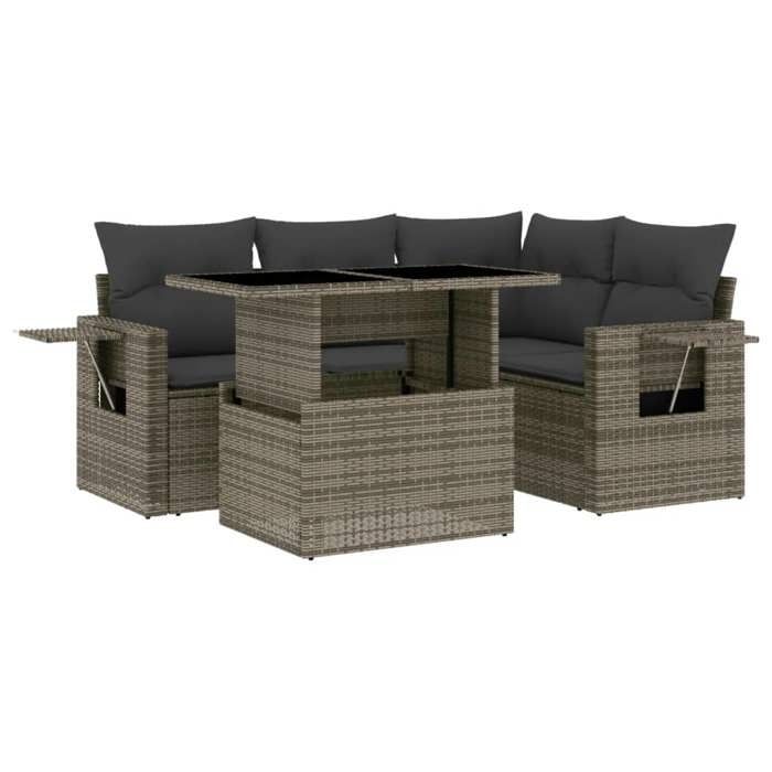 VidaXL Garden Furniture Set 5 Pcs with Grey Cushions Braided Resin 3267880