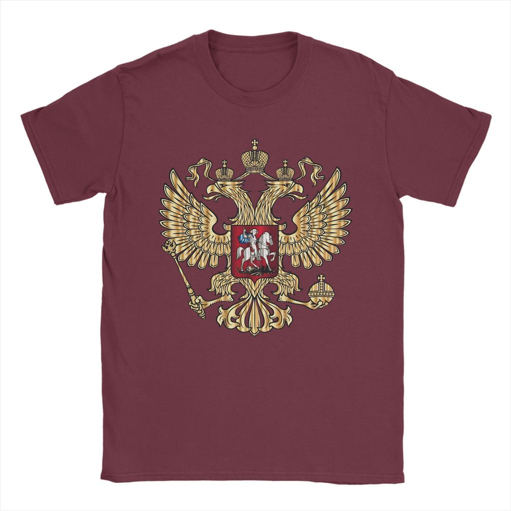 Russian Coat of Arms TShirts Men Russia Emblem Novelty Pure Cotton Tee Shirt Crew Neck Short Sleeve T Shirts Printed Tops