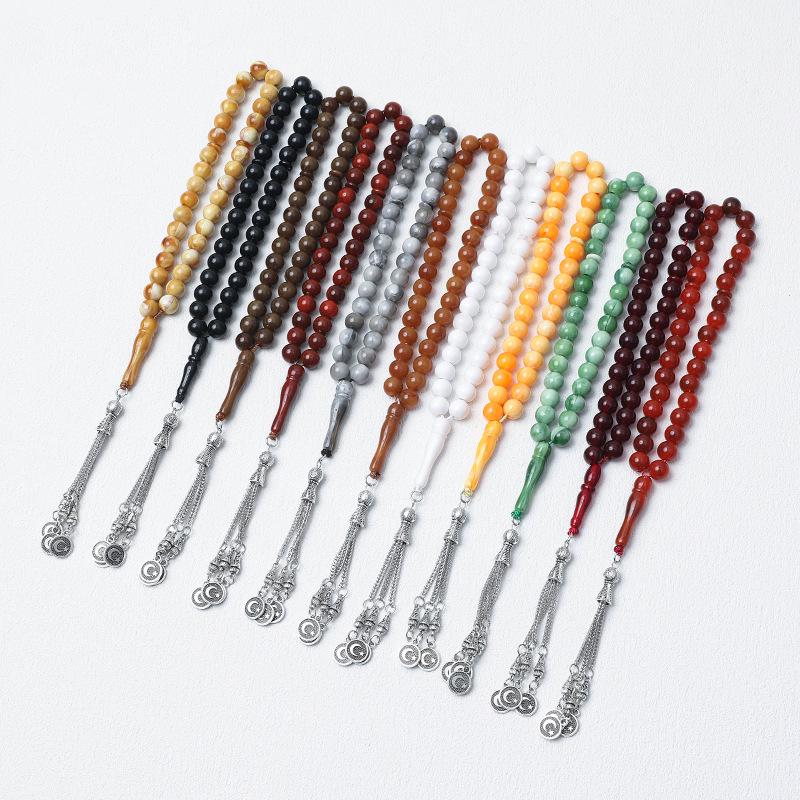 Unisex 33-Bead 10mm Tasbih: Middle Eastern Muslim Prayer Beads