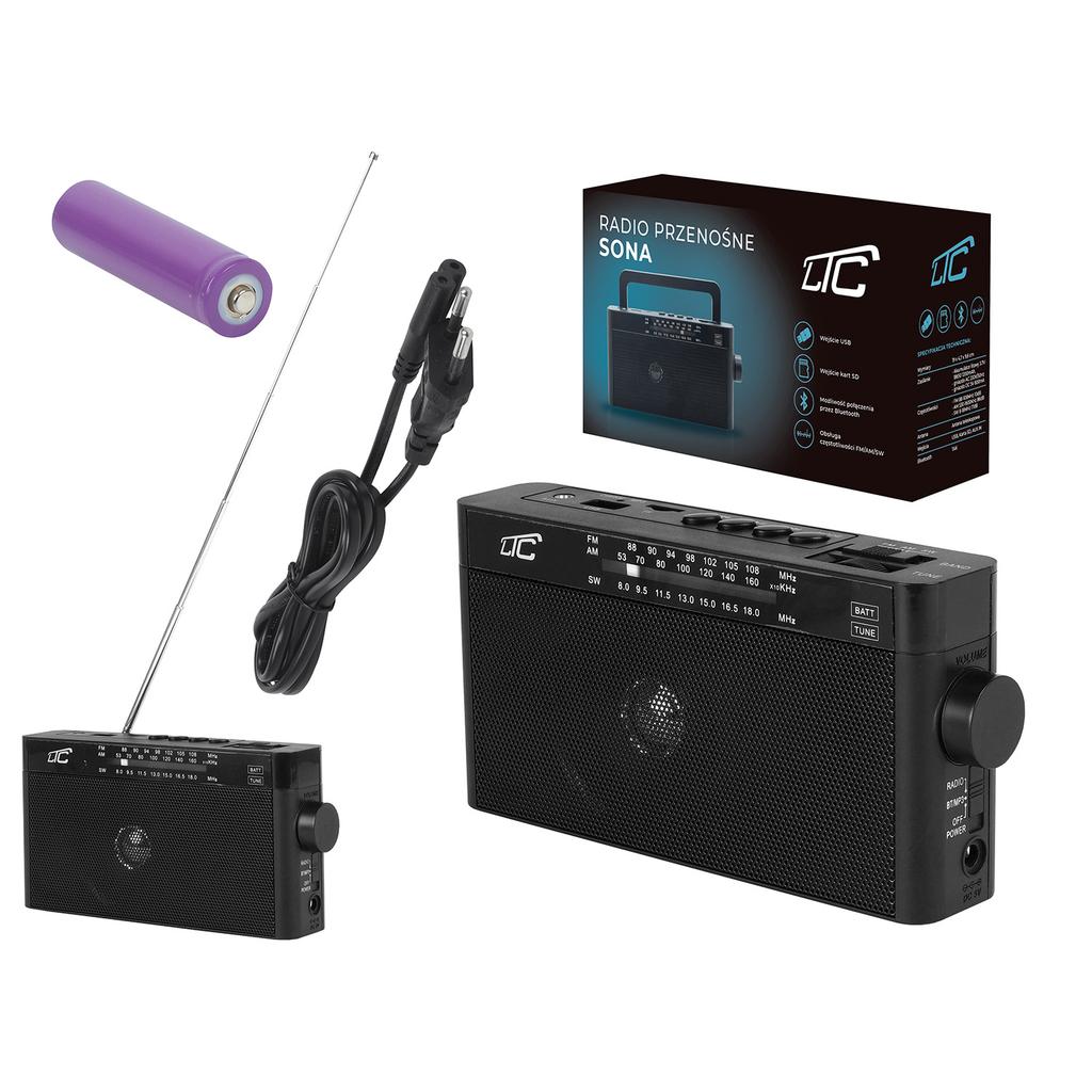 Ltc Przenośne Radio Sona, Bluetooth, Usb, Tf, Czarne