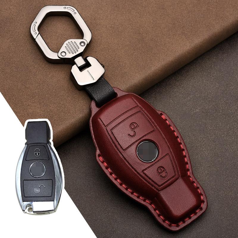 Genuine Leather Car Key Case Cover for Mercedes-Benz W203 W210 W211 Amg W204 C E S Cls Clk Cla Slk Classe Smart Car Keychain
