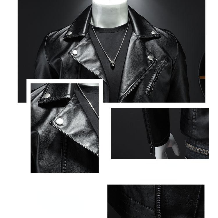 Pánská móda větruodolný motocyklový kožený kabát PU kůže stojánek límec zip cardigan kožená bunda business kožené bundy