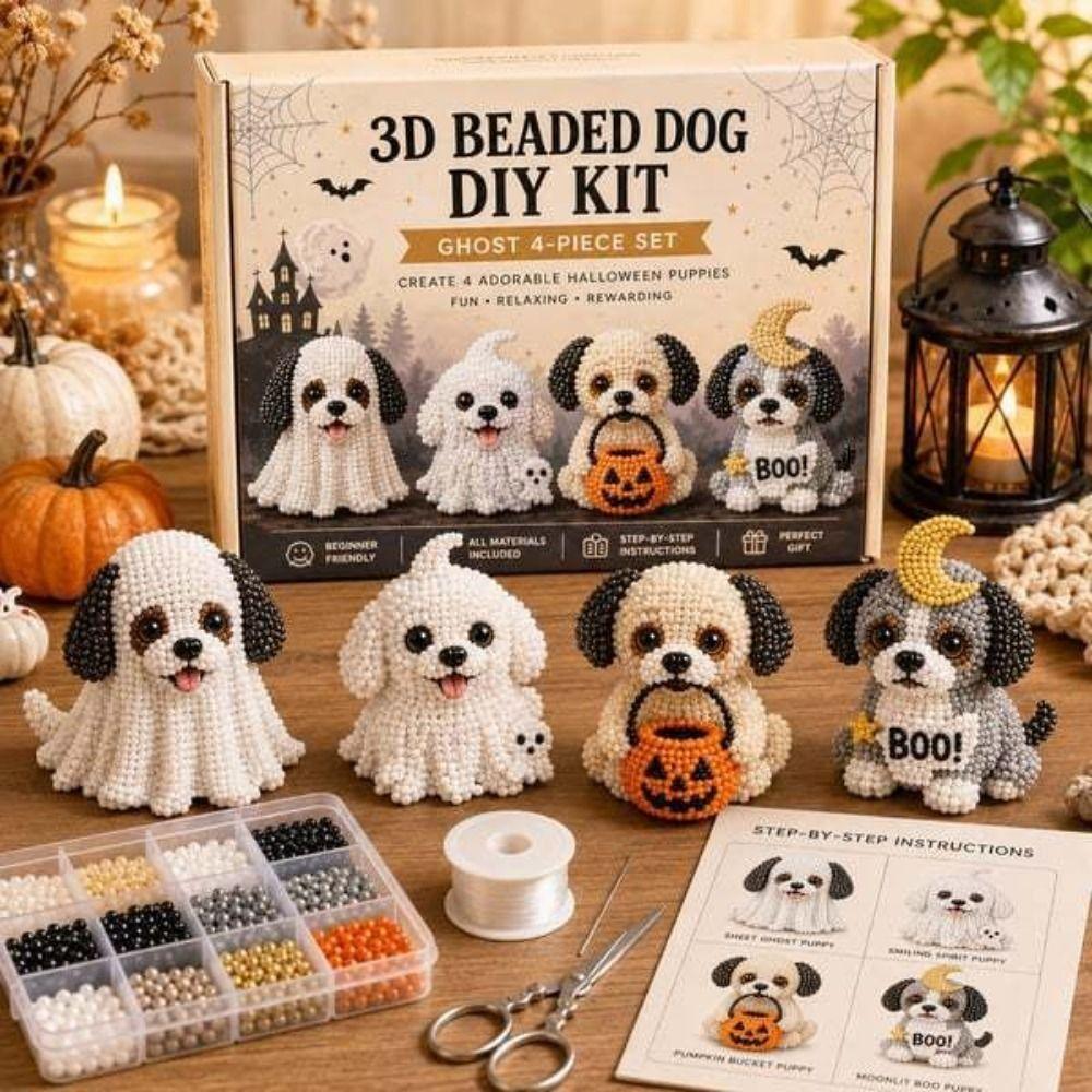 Süßes Design Halloween Perlenhund-Set Tierform Handgemachtes Perlenkunst-Set Heimdeko