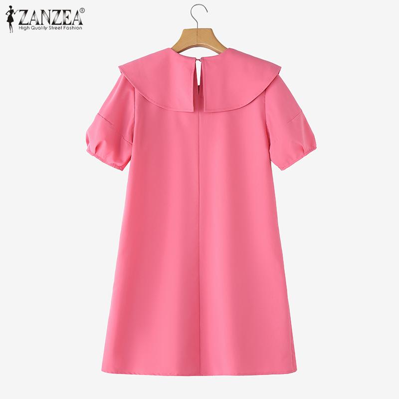ZANZEA Women Summer Doll Collar Casual Short Sleeve Dress
