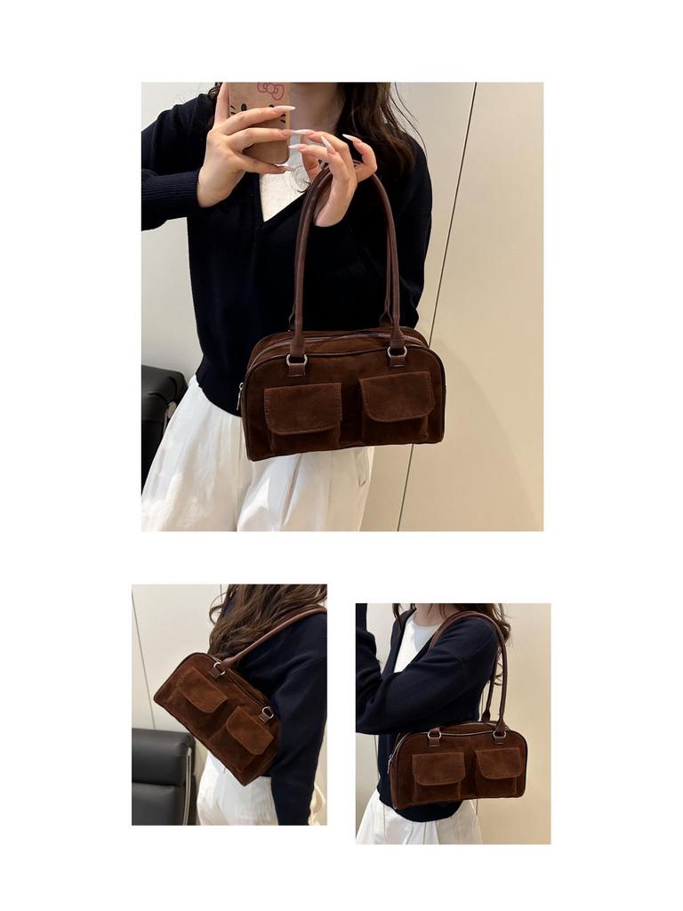 2025 Autumn/Winter Retro Suede Small Square Bag – Niche Design, Handheld & Underarm Style
