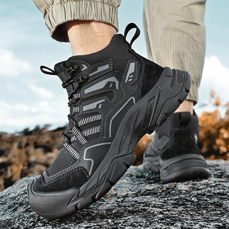 Comfortable Men's Hiking Boots Casual Sneakers Daily Walking Travel Shoes Fashionable Treking Footwear Lightweight Mesh Shoes